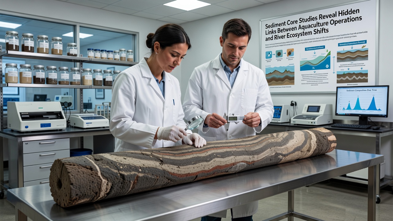 Laboratory analysis of Highland sediment cores revealing chemical and biological markers linked to nearby aquaculture operations